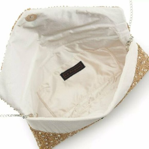 Lenore by La Regale Womens Gold Mix Bead with Pearl Envelope Style Clutch - Gold - Picture 2 of 4